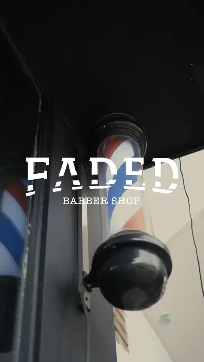 Rótulo de la barbería Faded Barber Shop en Madrid